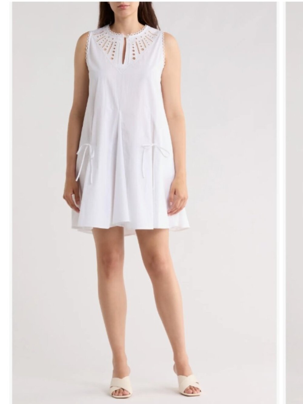 NWT Embroidered Cotton Poplin Dress Ellen Tracy Size